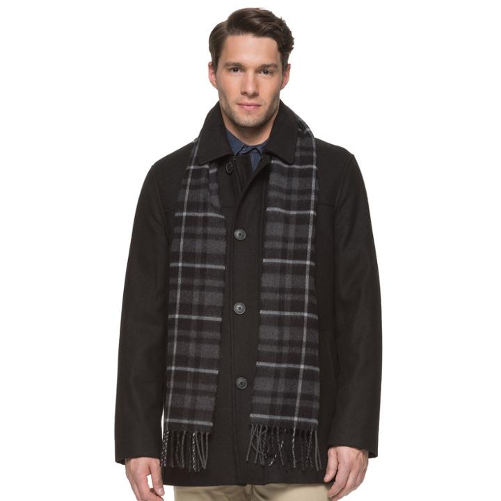 Big & Tall Dockers Wool-blend Car Coat With Plaid Scarf, Men's, Size: 2xb, Black