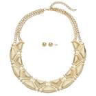 Gs By Gemma Simone Geometric Necklace & Ball Stud Earring Set, Women's, Size: 17, Yellow