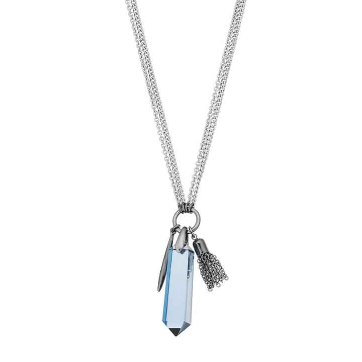 Simply Vera Vera Wang Faceted Stone, Spike & Tassel Two Tone Dual Strand Necklace, Women's, Blue
