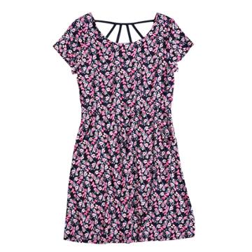 Girls 7-16 Three Pink Hearts Strappy Skater Dress, Size: 7, Dark Blue