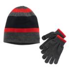 Boys Tek Gear&reg; Striped Hat & Gloves Set, Med Red