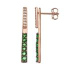Emerald & Diamond Accent 10k Gold Stick Front-back Drop Earrings, Women's, Green