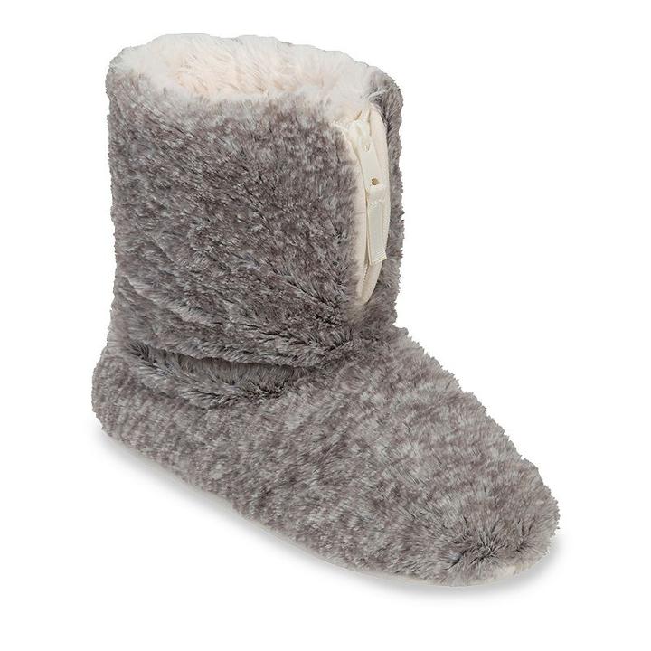 Dearfoams Women's Zippered Fuzzy Bootie Slippers, Size: Small, Grey Other