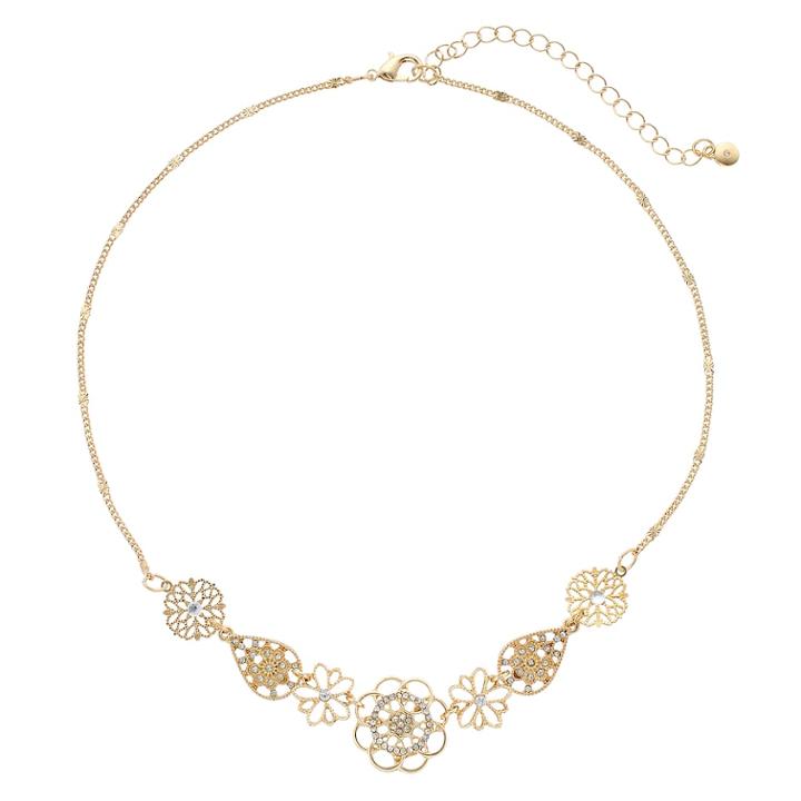 Lc Lauren Conrad Simulated Crystal Flower & Filigree Necklace, Women's, Gold