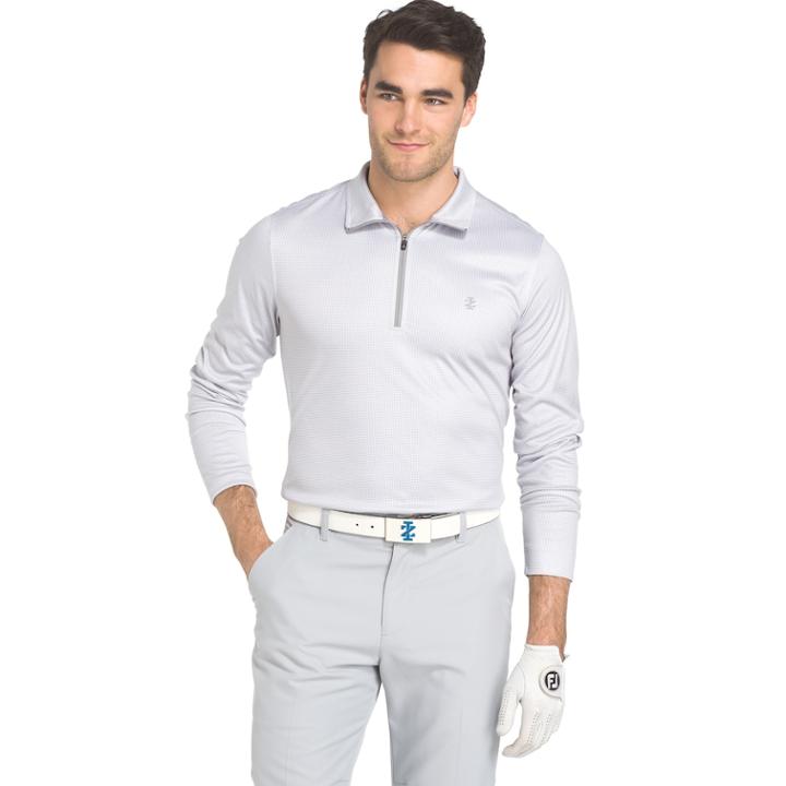 Men's Izod Swingflex Athletic-fit Houndstooth Performance Golf Quarter-zip Pullover, Size: Large, Med Grey