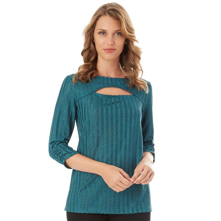 Women's Apt. 9® Cutout Ribbed Top, Size: Small, Dark Green