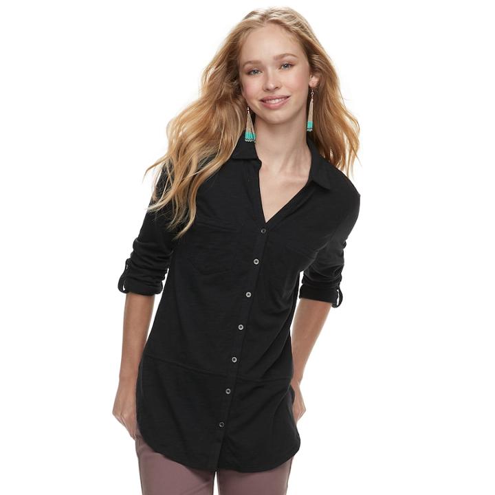 Women's Sonoma Goods For Life™ Tunic Shirt, Size: Small, Black