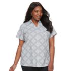 Plus Size Croft & Barrow&reg; Button Front Camp Shirt, Women's, Size: 2xl, Med Grey
