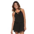 Women's Apt. 9&reg; Tassel Romper, Size: Large, Black