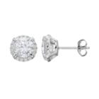 Primrose Sterling Silver Cubic Zirconia Round Halo Stud Earrings, Women's, White