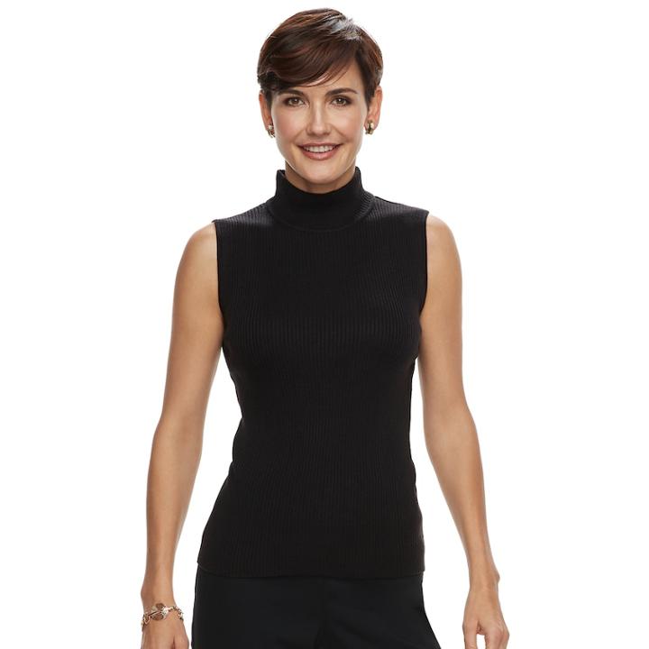Women's Dana Buchman Mockneck Sleeveless Top, Size: Medium, Black
