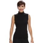 Women's Dana Buchman Mockneck Sleeveless Top, Size: Medium, Black