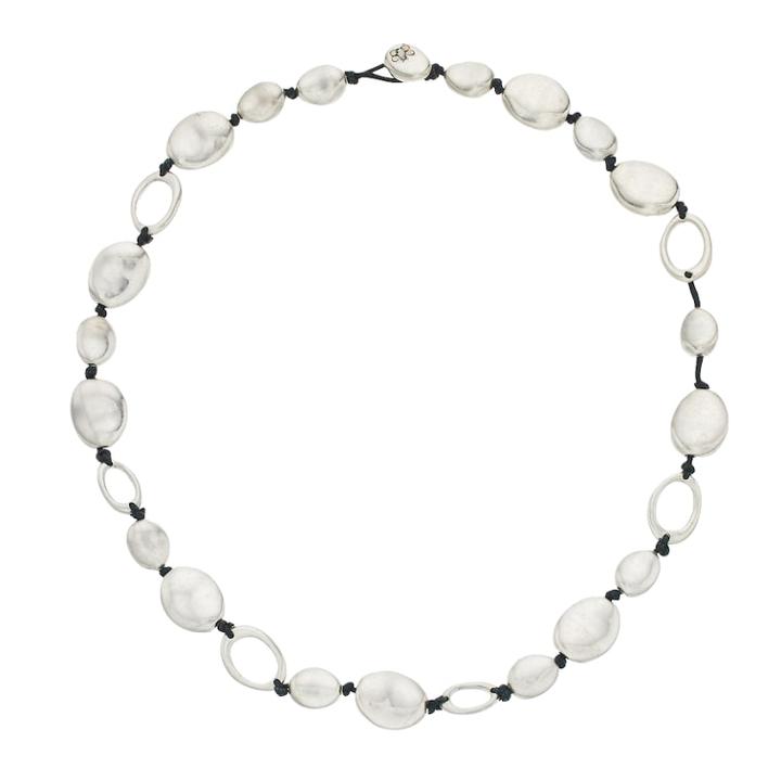 Silver Tone Pebble Bead Cord Collar Necklace, Women's, Size: 18