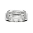 Men's 10k White Gold Diamond Accent Channel Ring, Size: 9