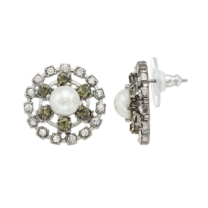 Simply Vera Vera Wang Simulated Pearl & Crystal Stud Earrings, Women's, White