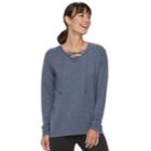 Women's Tek Gear&reg; Lace-up Long Sleeve Top, Size: Xxl, Dark Blue