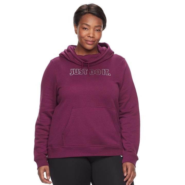 Plus Size Women's Nike Funnel-neck Hoodie, Size: 1xl, Dark Red