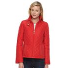 Women's Weathercast Ribbed-side Quilted Jacket, Size: Large, Red