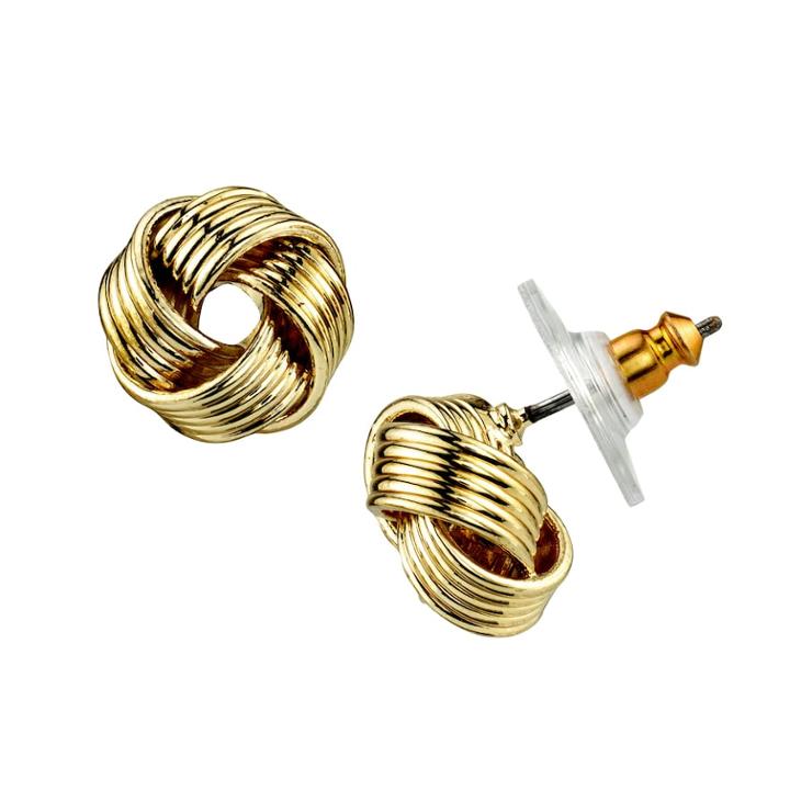 1928 Gold Tone Love Knot Stud Earrings, Women's, Yellow