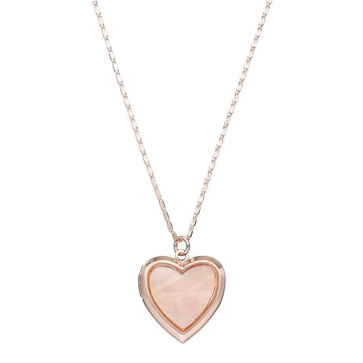 Lc Lauren Conrad Long Mother-of-pearl Heart Locket Necklace, Women's, White Oth