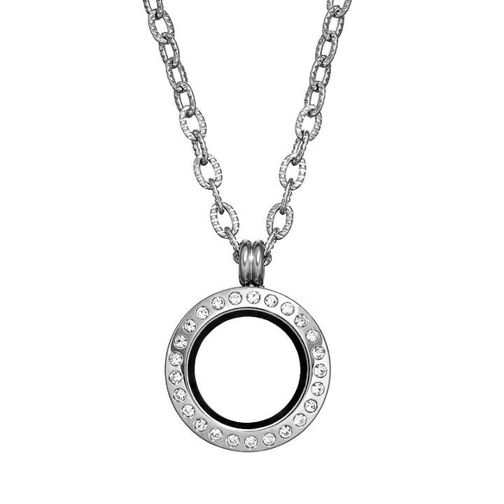 Blue La Rue Stainless Steel Crystal .78-in. Round Locket, Women's, Size: 18, White