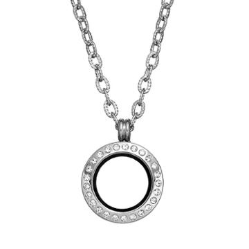 Blue La Rue Stainless Steel Crystal .78-in. Round Locket, Women's, Size: 18, White
