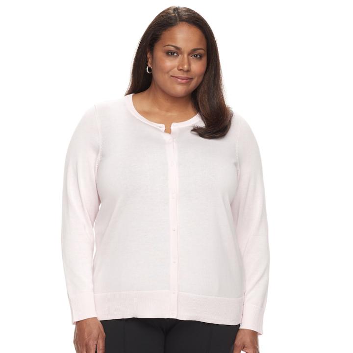 Plus Size Essential Croft & Barrow&reg; Button-front Cardigan, Women's, Size: 1xl, Brt Pink