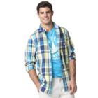 Big & Tall Chaps Classic-fit Plaid Poplin Button-down Shirt, Men's, Size: Xl Tall, Yellow