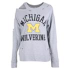Women's Michigan Wolverines Distressed Sweatshirt, Size: Xl, Grey