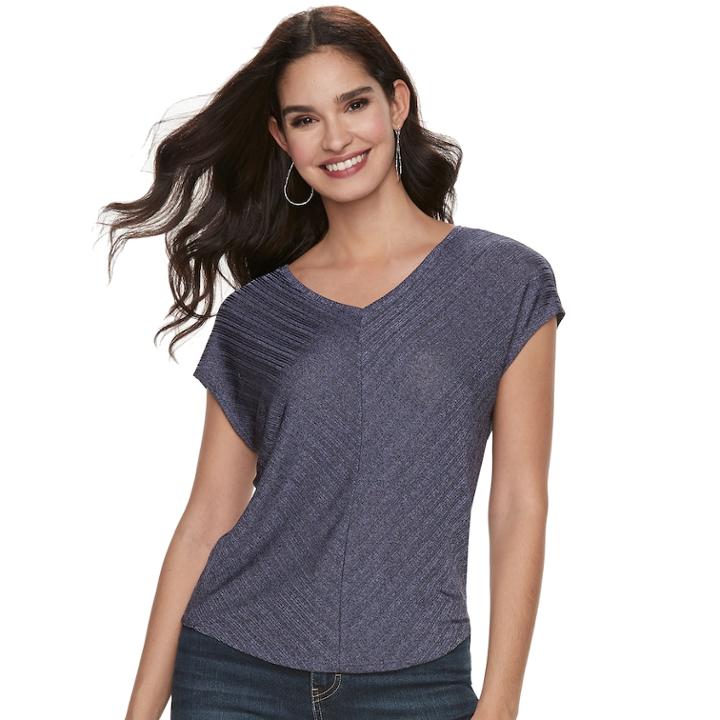 Women's Jennifer Lopez Dolman V-neck Tee, Size: Medium, Med Purple