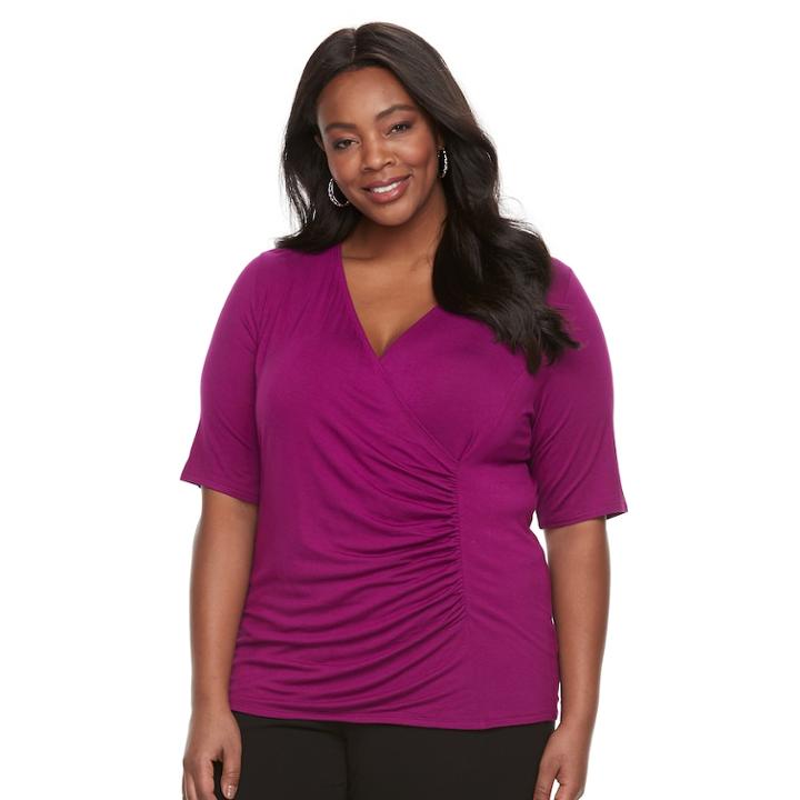 Plus Size Dana Buchman Wrap Top, Women's, Size: 1xl, Dark Pink