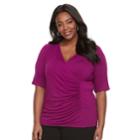 Plus Size Dana Buchman Wrap Top, Women's, Size: 1xl, Dark Pink