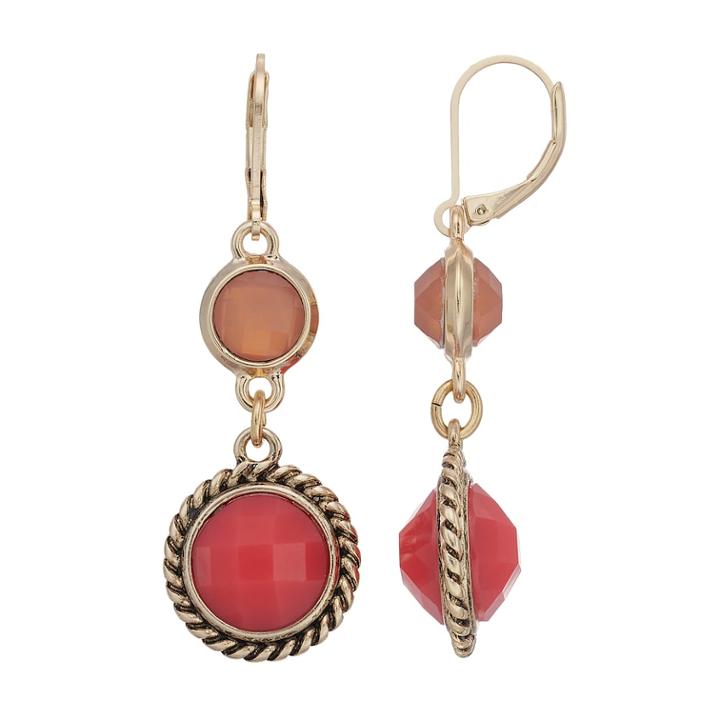 Dana Buchman Colorful Inlay Circle Drop Earrings, Women's, Pink