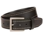 Men's Bill Adler Contrast Stitched Leather Belt, Size: 34, Black