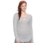 Juniors' So&reg; Cross Front Top, Teens, Size: Medium, Med Grey