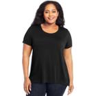 Plus Size Just My Size Mixed Fabric Short Sleeve Top, Women's, Size: 2xl, Black