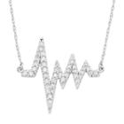 14k White Gold 1/3 Carat T.w. Diamond Heartbeat Necklace, Women's, Size: 16