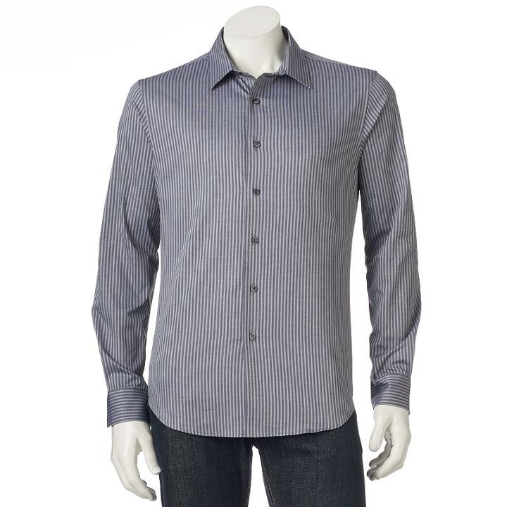 Men's Apt. 9&reg; Slim-fit Stretch Button-down Shirt, Size: Xxl Slim, Black