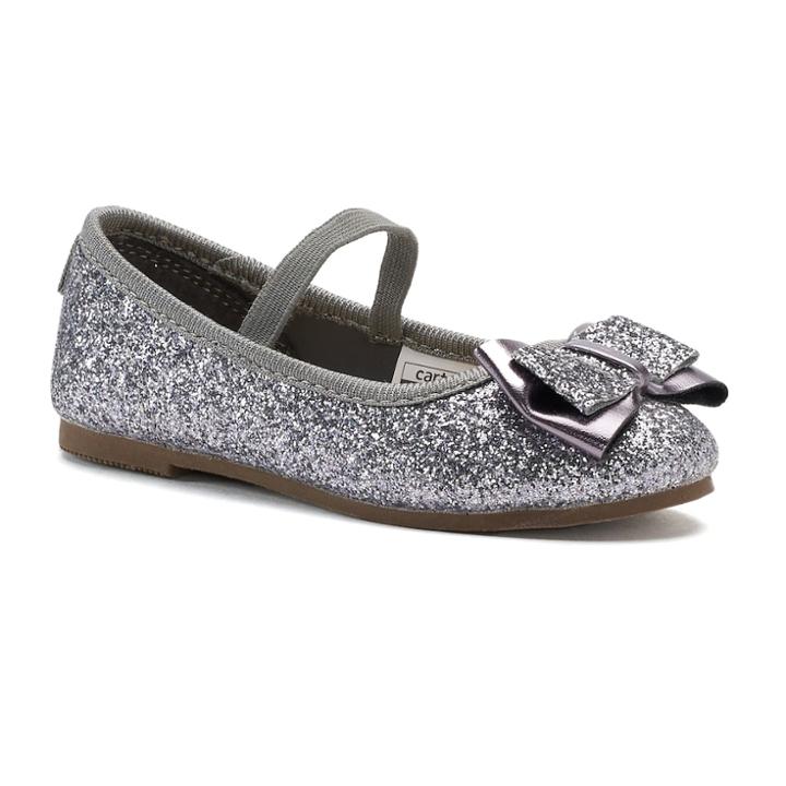 Carter's Big Bow Toddler Girls' Ballet Flats, Size: 6 T, Grey