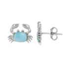 Sterling Silver Larimar Crab Stud Earrings, Women's, Blue