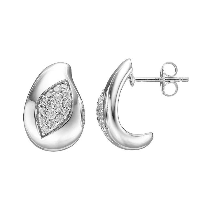 Lotopia Cubic Zirconia Sterling Silver Marquise J-hoop Earrings, Women's, White