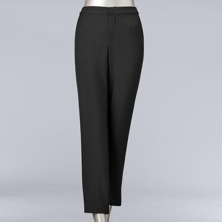 Women's Simply Vera Vera Wang Crop Twill Dress Pants, Size: 0 Long, Black