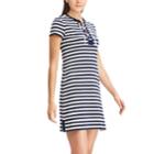 Women's Chaps Striped Lace Up A-line Dress, Size: Xl, Blue (navy)