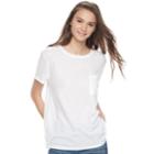Juniors' So&reg; 1-pocket Heathered Tee, Teens, Size: Medium, White