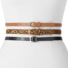 Women's Apt. 9&reg; Leopard Print 3-for-1 Belt Set, Size: Small, Natural