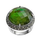 Lavish By Tjm Sterling Silver Abalone Doublet & Marcasite Halo Ring, Women's, Size: 6, Multicolor