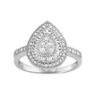 Sterling Silver 1/4 Carat T.w. Diamond Teardrop Ring, Women's, Size: 8, White