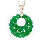 Jade 14k Gold Openwork Disc Pendant Necklace, Women's, Size: 17, Green