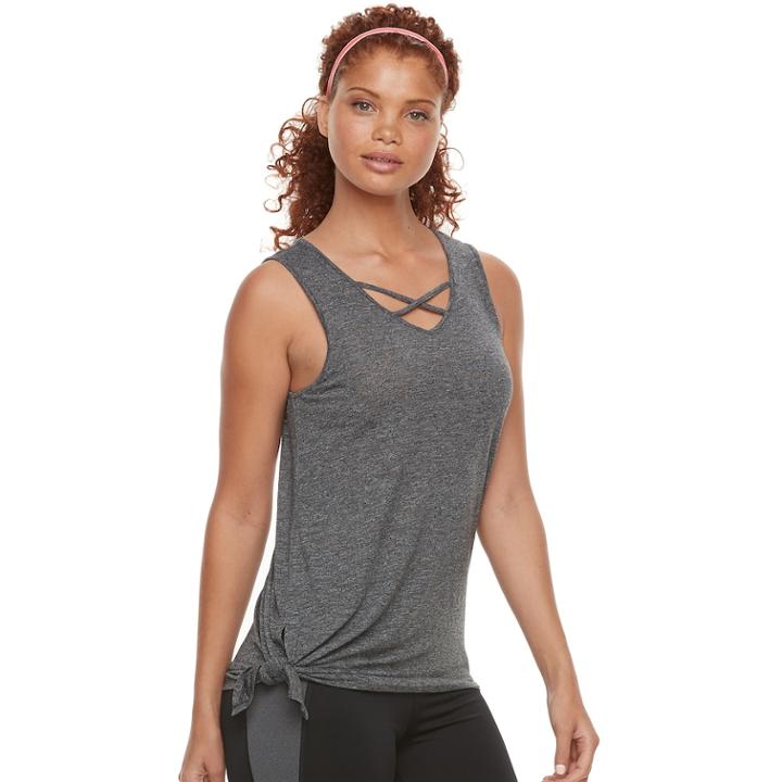 Women's Tek Gear&reg; Strappy Side Tie Tank, Size: Large, Black