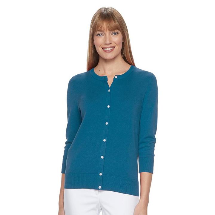 Women's Croft & Barrow&reg; Button Down Cardigan, Size: Large, Blue (navy)
